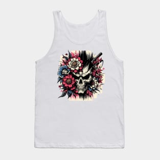 Sworded Blossom Skull Tank Top